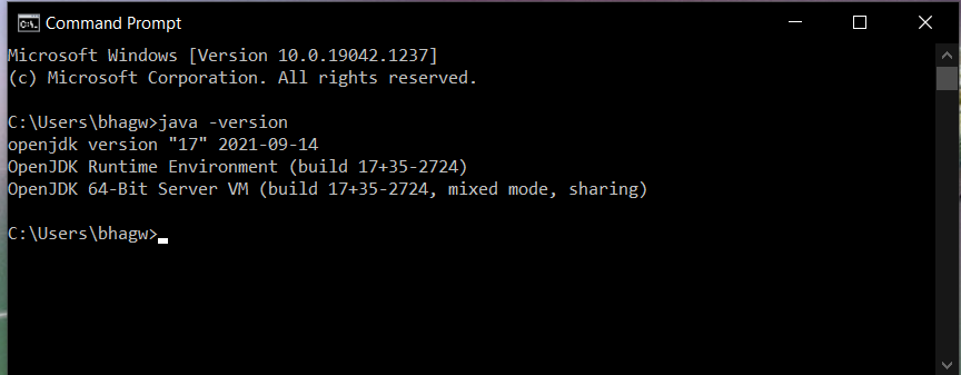 Install Java 17 or OpenJDK 17 on Windows 10 - Verify Installation