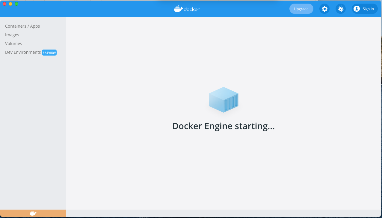 Install Docker Desktop on macOS - Engine Starting