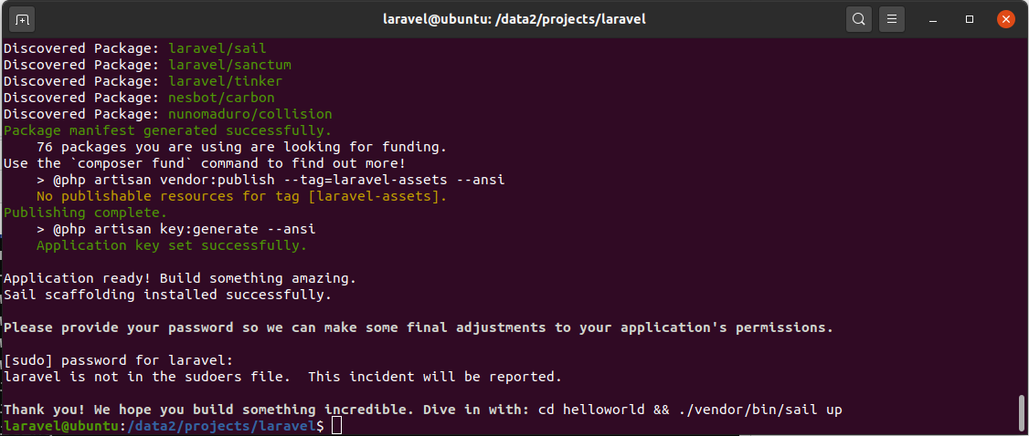 Install Laravel On Ubuntu Using Docker Engine and Laravel Sail - Create Project Install Laravel On Ubuntu Using Docker Engine and Laravel Sail - Create Project