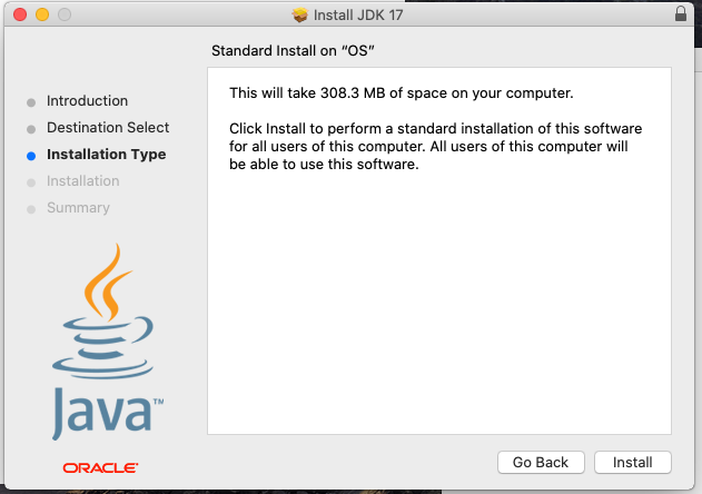 Install Oracle Java 17 or JDK 17 on macOS - Installation Type