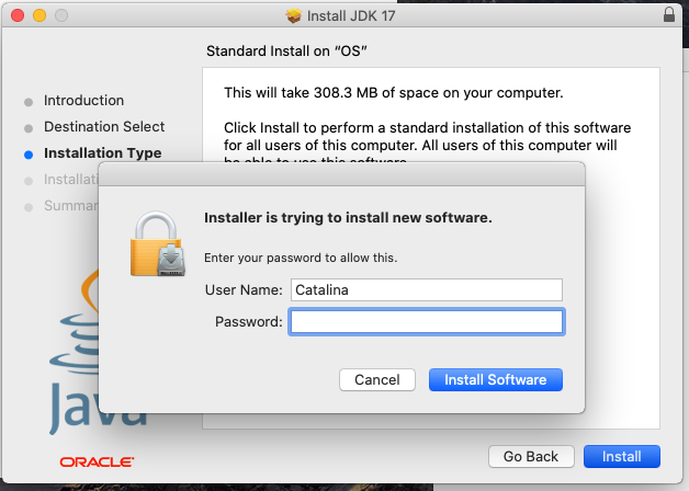 Install Oracle Java 17 or JDK 17 on macOS - Installation Permission