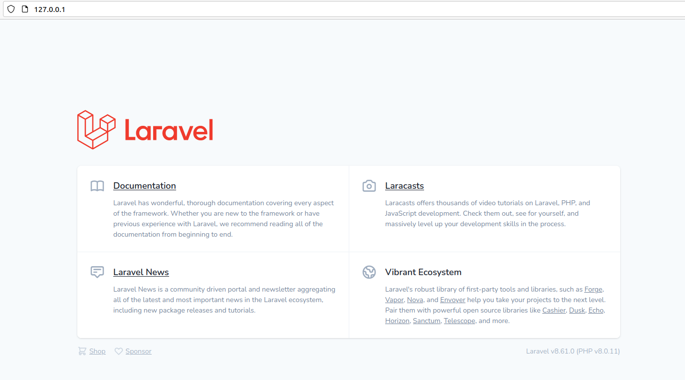 Install Laravel On Ubuntu Using Docker Engine and Laravel Sail - Welcome Page