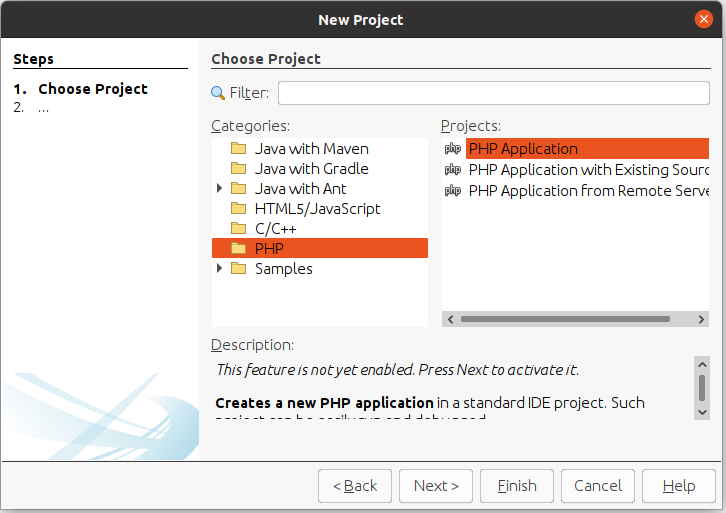 Install NetBeans 12 for PHP On Ubuntu 20.04 - New Project Options Install NetBeans 12 for PHP On Ubuntu 20.04 - New Project Options