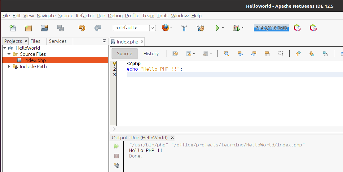 Install NetBeans 12 for PHP On Ubuntu 20.04 - Output Install NetBeans 12 for PHP On Ubuntu 20.04 - Output