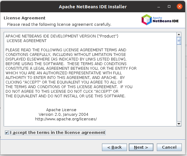 Install NetBeans 12 for PHP On Ubuntu 20.04 - Installer - License Agreement Install NetBeans 12 for PHP On Ubuntu 20.04 - Installer - License Agreement