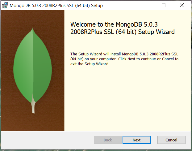 Install MongoDB 5, Compass, Shell on Windows 10 - Welcome Screen
