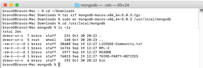 Install MongoDB, Compass, Shell on macOS Catalina - Install