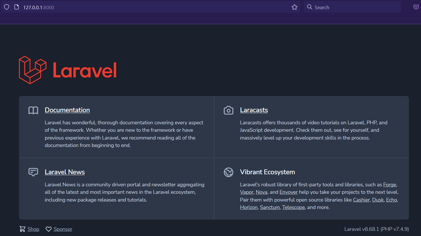 MVC CRUD Operations Using Laravel 8 - Home Page