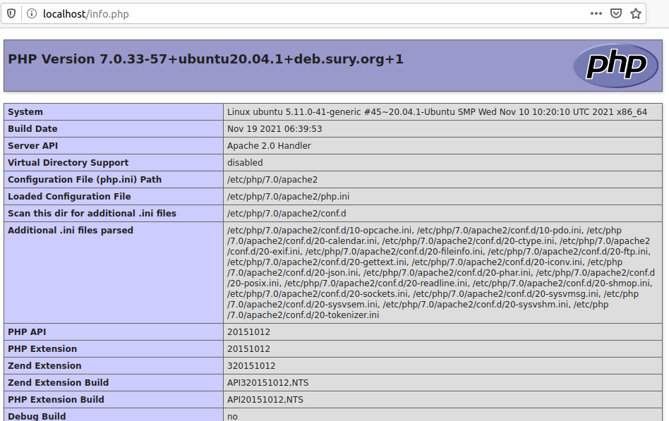 Install Multiple Versions Of PHP On Ubuntu 20.04 LTS - PHP 7 Info