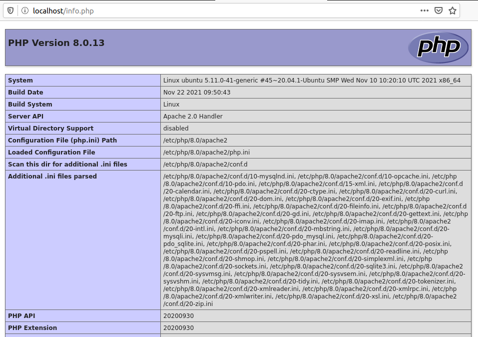 Switch among Multiple PHP Version on Ubuntu 20.04 LTS - PHP 8 Info