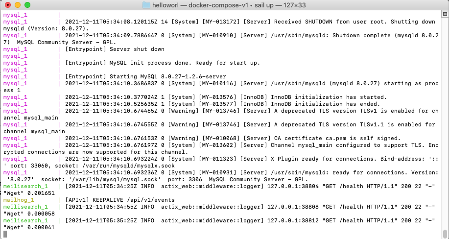 Laravel Sail using Docker Desktop on Mac - Sail Up Completed Laravel Sail using Docker Desktop on Mac - Sail Up Completed