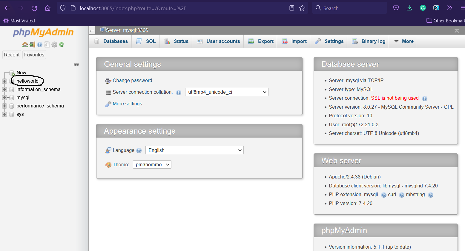 Containerize PHP with Apache, MySQL, and MongoDB using Docker - phpMyAdmin