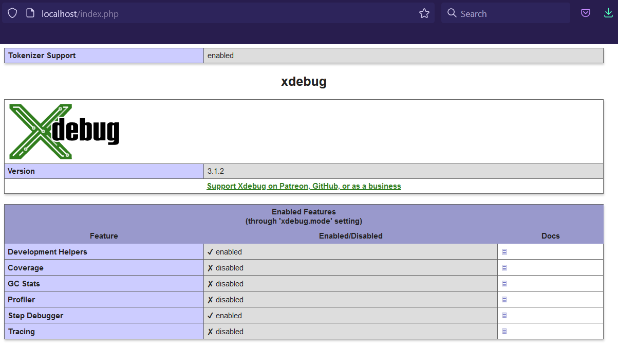 Debug PHP using Xdebug - Docker Container - Verify Xdebug