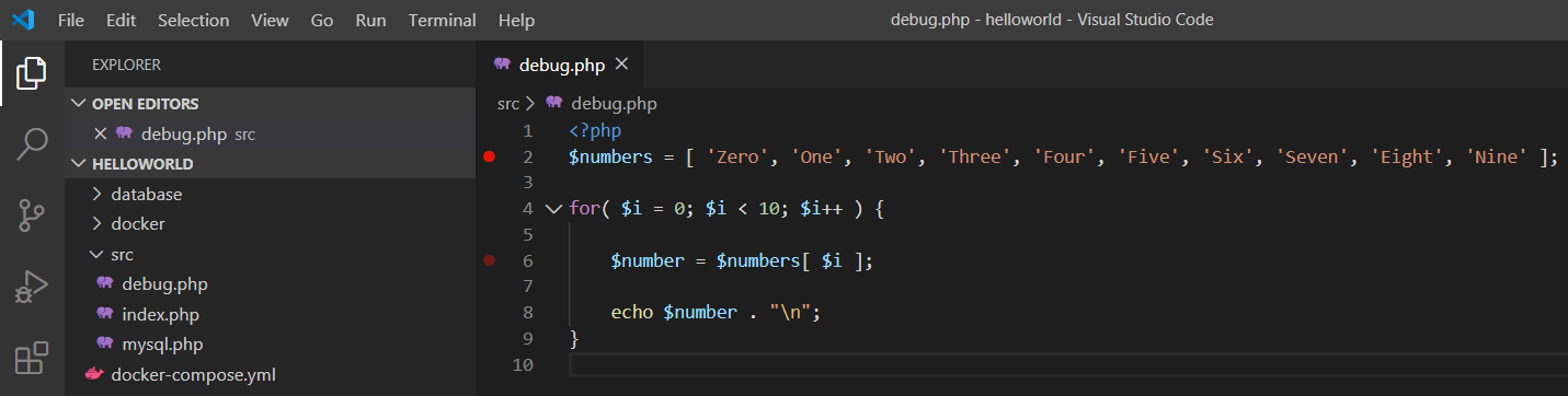Debug PHP using Xdebug and Visual Studio Code - Docker Container - Breakpoints