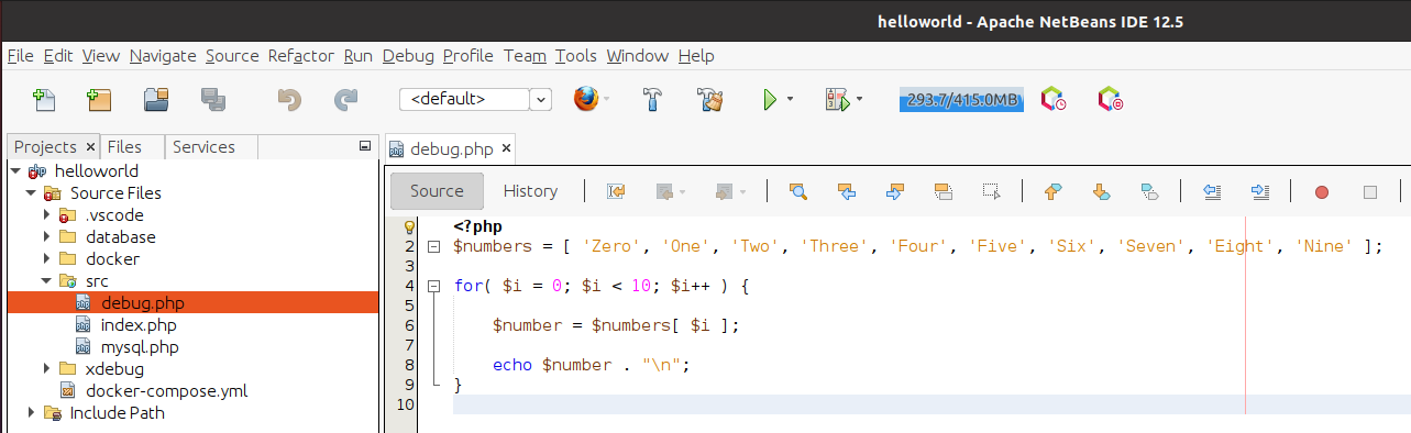 Debug PHP using Xdebug and NetBeans - Docker Container - Ubuntu - Debug Code