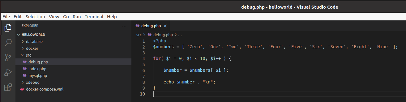 Debug PHP using Xdebug and Visual Studio Code - Docker Container - Ubuntu - Debug Script