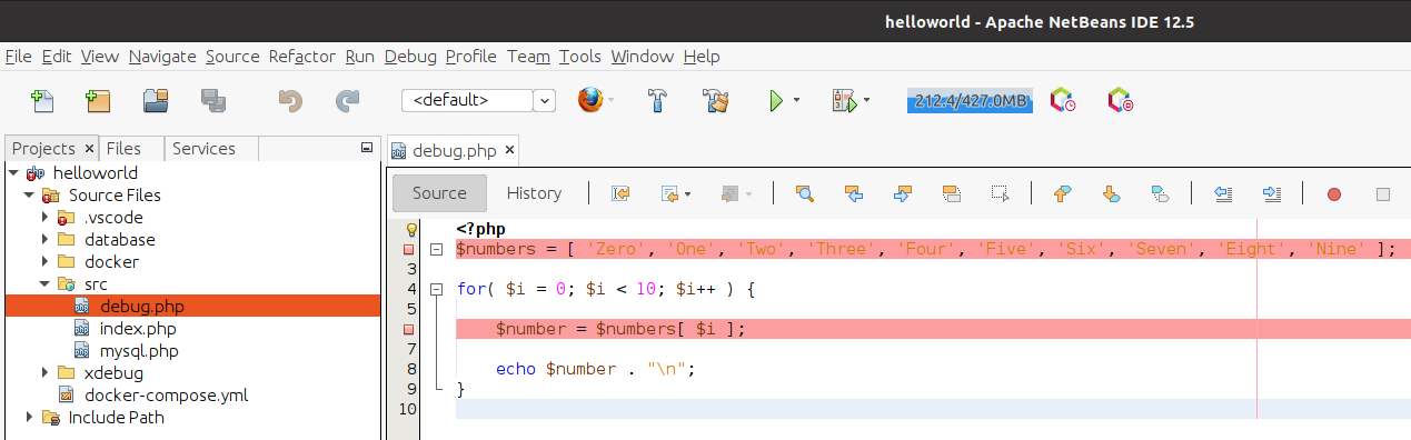 Debug PHP using Xdebug and NetBeans - Docker Container - Ubuntu - Breakpoints