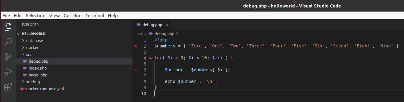 Debug PHP using Xdebug and Visual Studio Code - Docker Container - Ubuntu - Breakpoints Debug PHP using Xdebug and Visual Studio Code - Docker Container - Ubuntu - Breakpoints