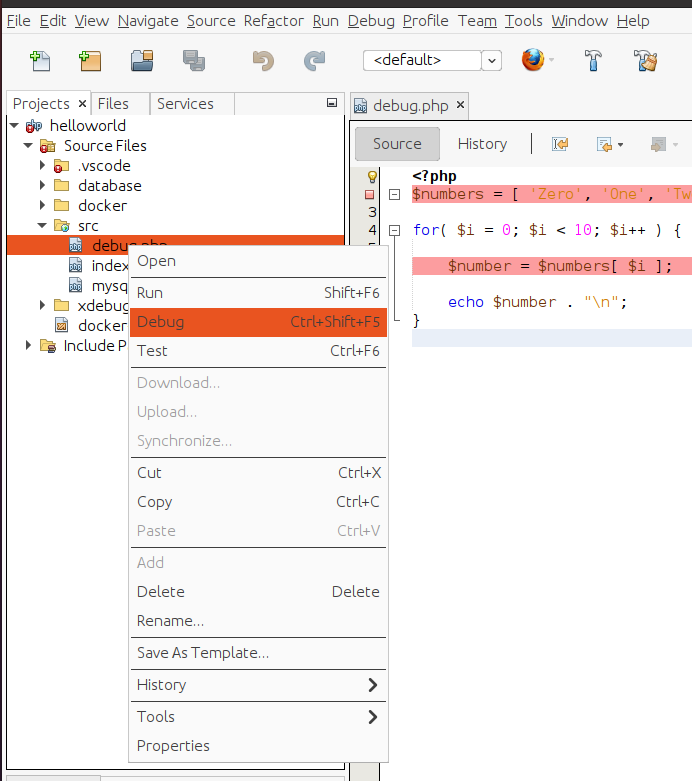 Debug PHP using Xdebug and NetBeans - Docker Container - Ubuntu - Start Debugger Debug PHP using Xdebug and NetBeans - Docker Container - Ubuntu - Start Debugger