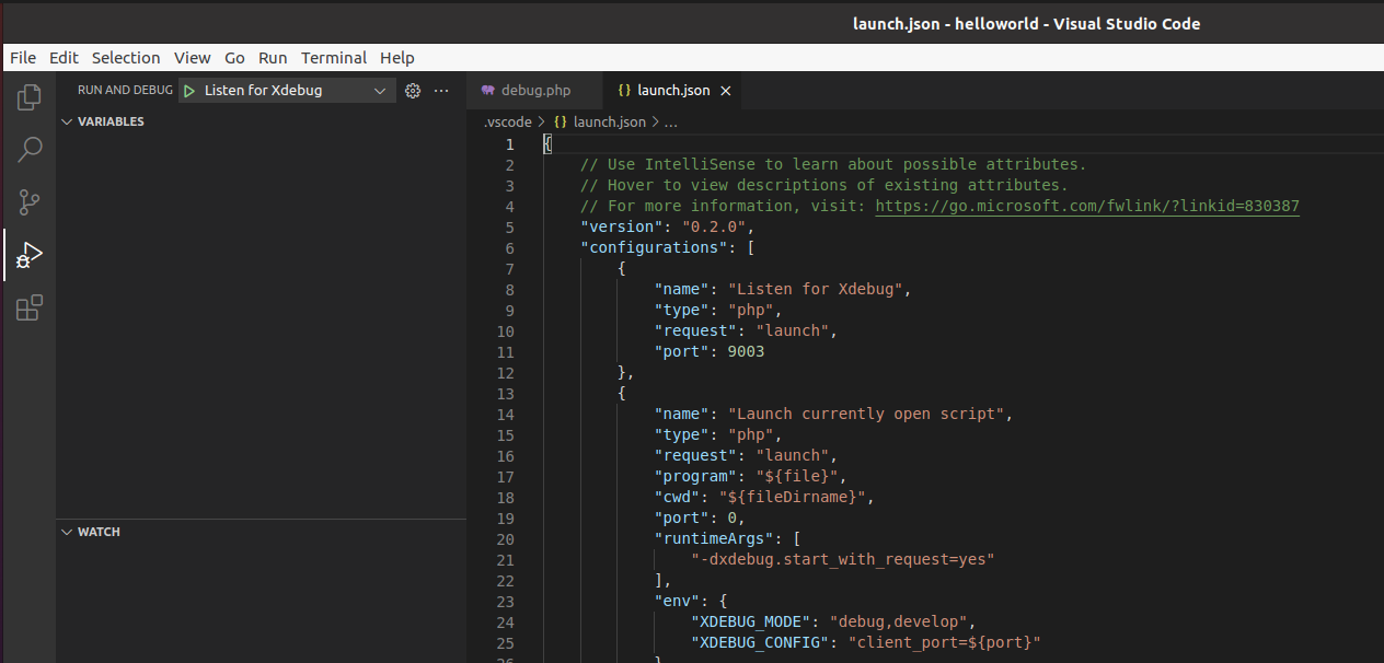 Debug PHP using Xdebug and Visual Studio Code - Docker Container - Ubuntu - Launch JSON