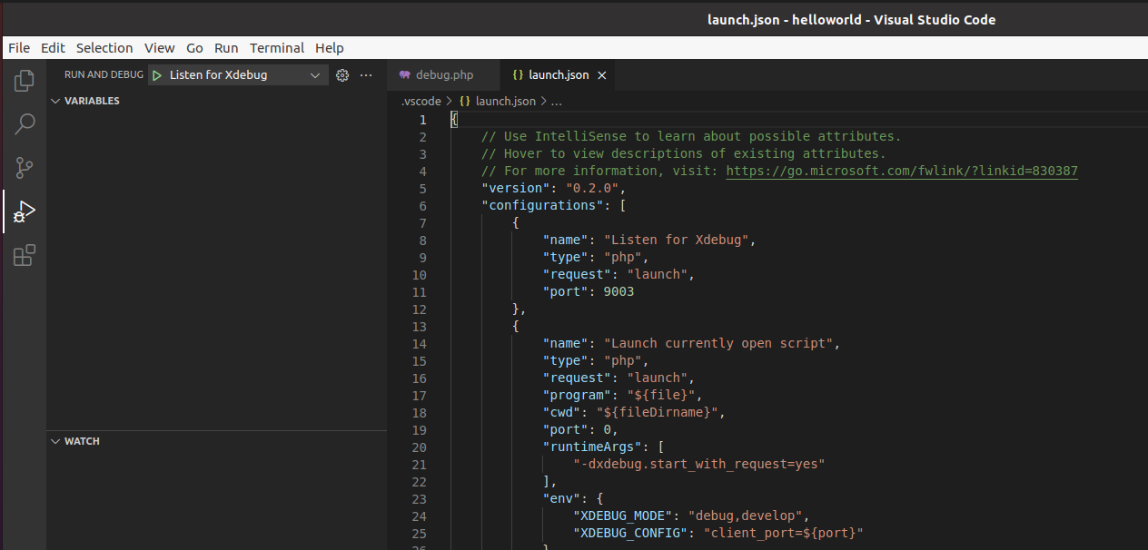 Debug PHP using Xdebug and Visual Studio Code - Docker Container - Ubuntu - Launch JSON Debug PHP using Xdebug and Visual Studio Code - Docker Container - Ubuntu - Launch JSON