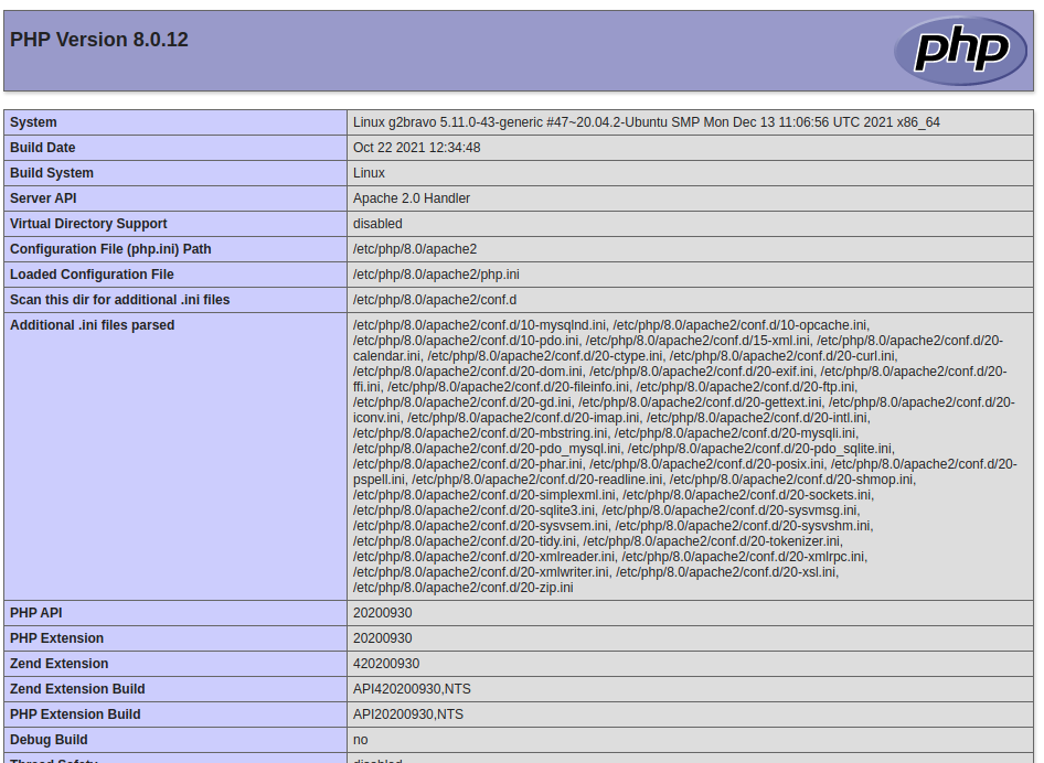 Debug PHP using Xdebug and Visual Studio Code on Ubuntu - phpinfo