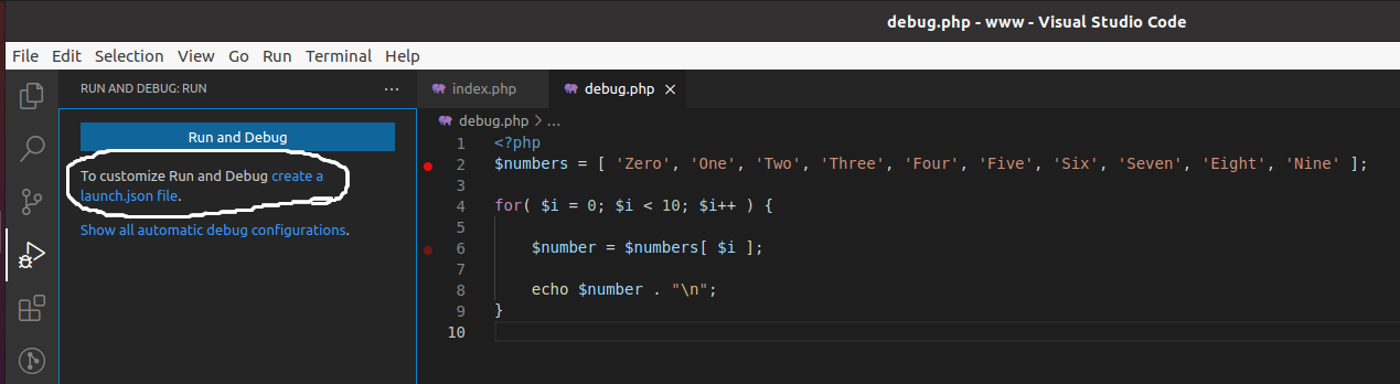 Debug PHP using Xdebug and Visual Studio Code on Ubuntu - VS Code - Config Debugger