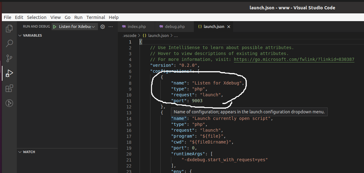 Debug PHP using Xdebug and Visual Studio Code on Ubuntu - VS Code - Launch JSON