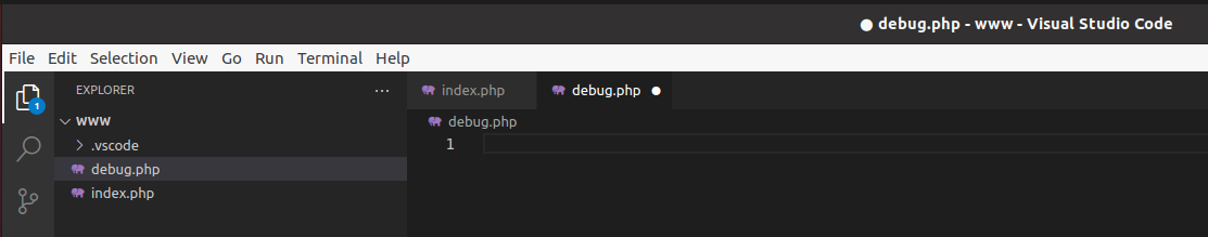 Debug PHP using Xdebug and Visual Studio Code on Ubuntu - VS Code - Create File