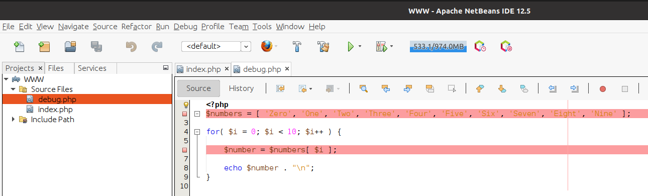Debug PHP using Xdebug and NetBeans on Ubuntu - Breakpoints