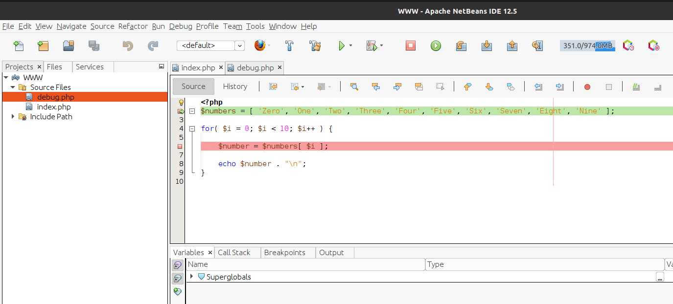 Debug PHP using Xdebug and NetBeans on Ubuntu - Debugger Paused