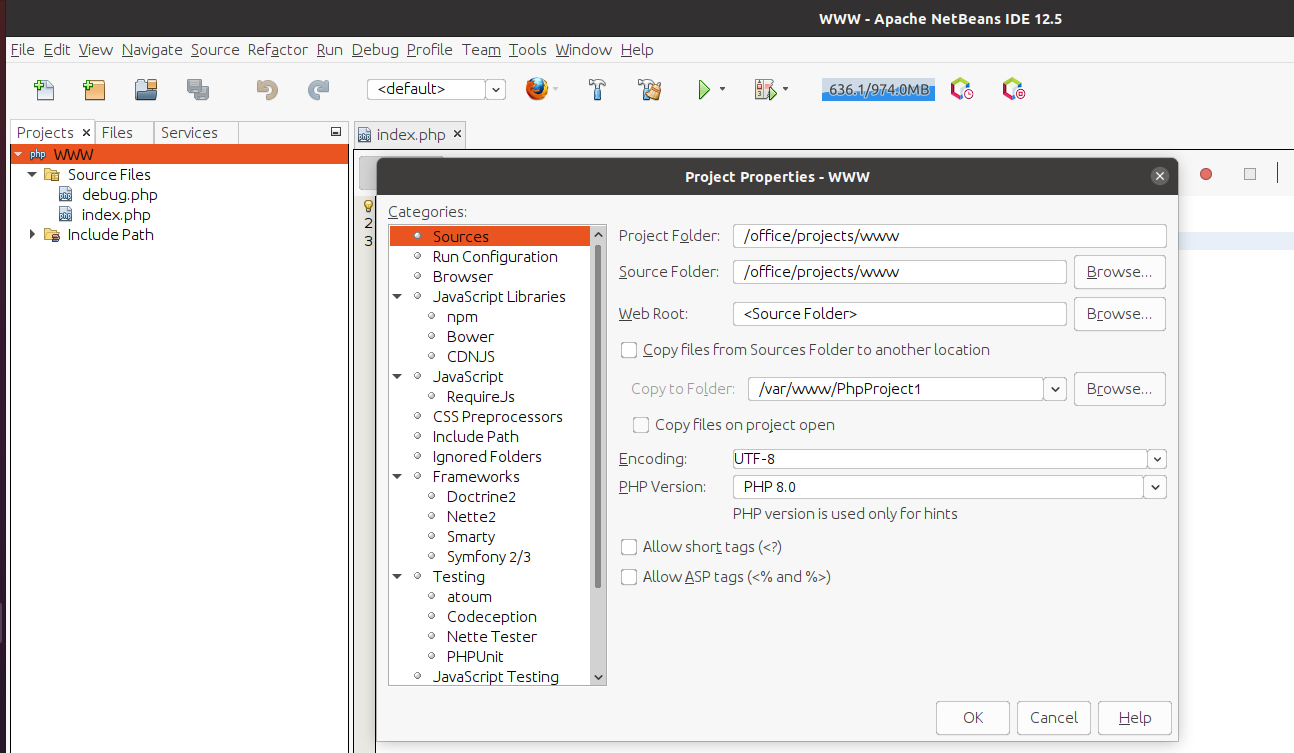Debug PHP using Xdebug and NetBeans on Ubuntu - Configure Project